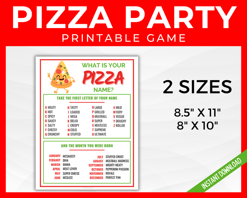 Printable pizza party sign