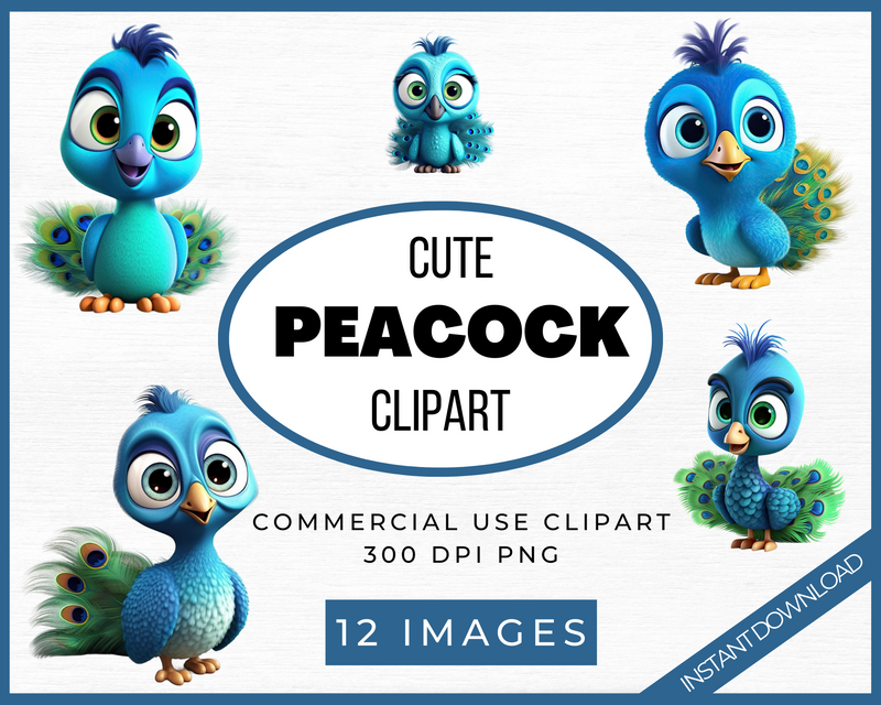 Cute Peacock Commercial Use Clipart