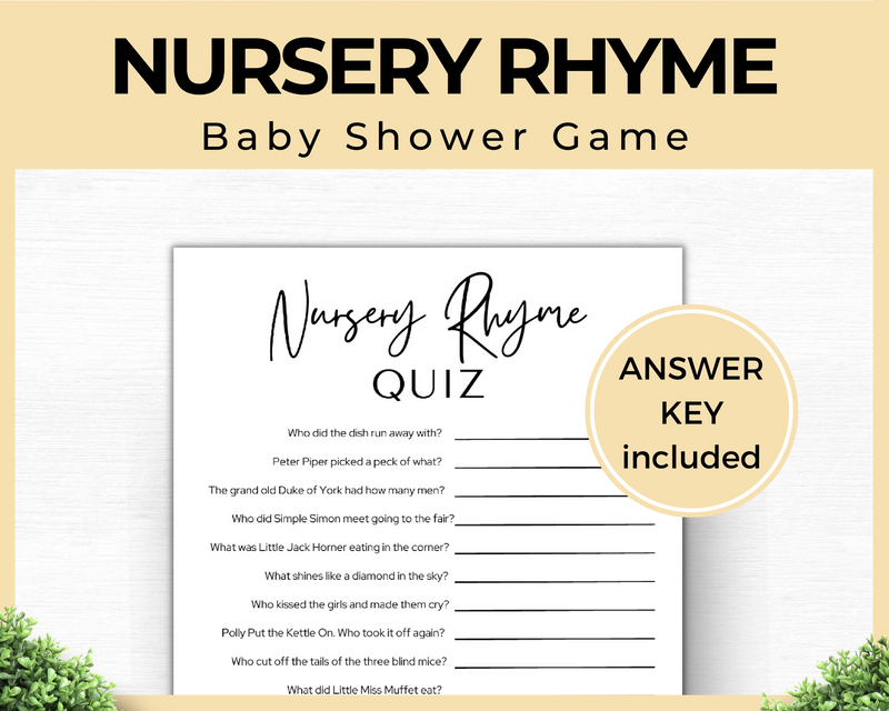 Baby Shower Nursery Rhyme Baby Shower Game