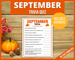 Printable September Fall Trivia Game