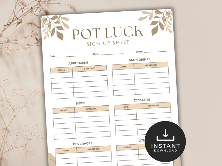 Potluck Sign-Up Sheet | LittleHaloJ