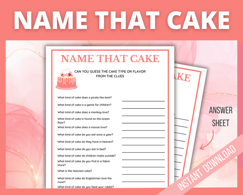 Name That Cake Printable Game