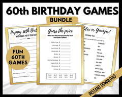60th Birthday Party Printable Games Bundle