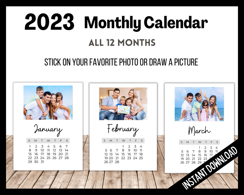 Add your photo 2023 Monthly Calendar printable