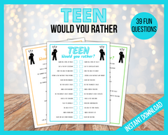 Teen would you rather printable games