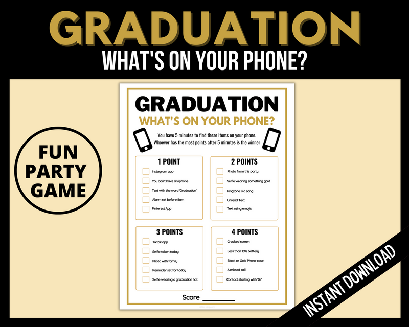 Printable Graduation Game What's on your phone