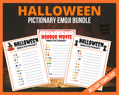 Halloween Emoji Pictionary Games Bundle Printable