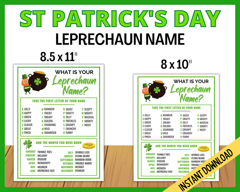 What is your Leprechaun Name Printable Game