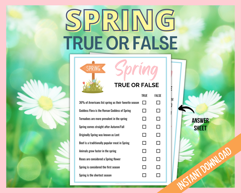 Spring True or False Quiz printable