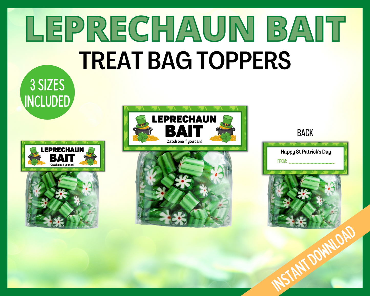 Leprechaun Bait Treat Topper Tags