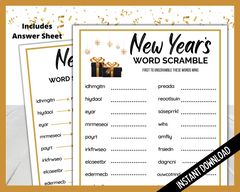 Word scramble New Years game