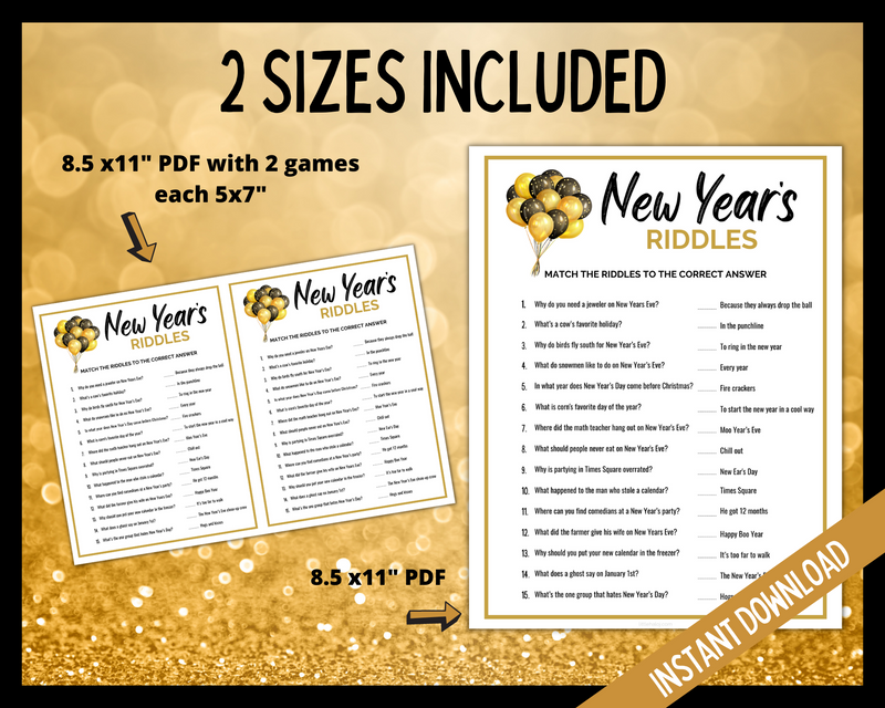 New Years Eve Printable Riddles