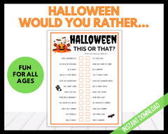 Halloween would you rather printable game