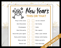 New Year's Eve printable This or That Game