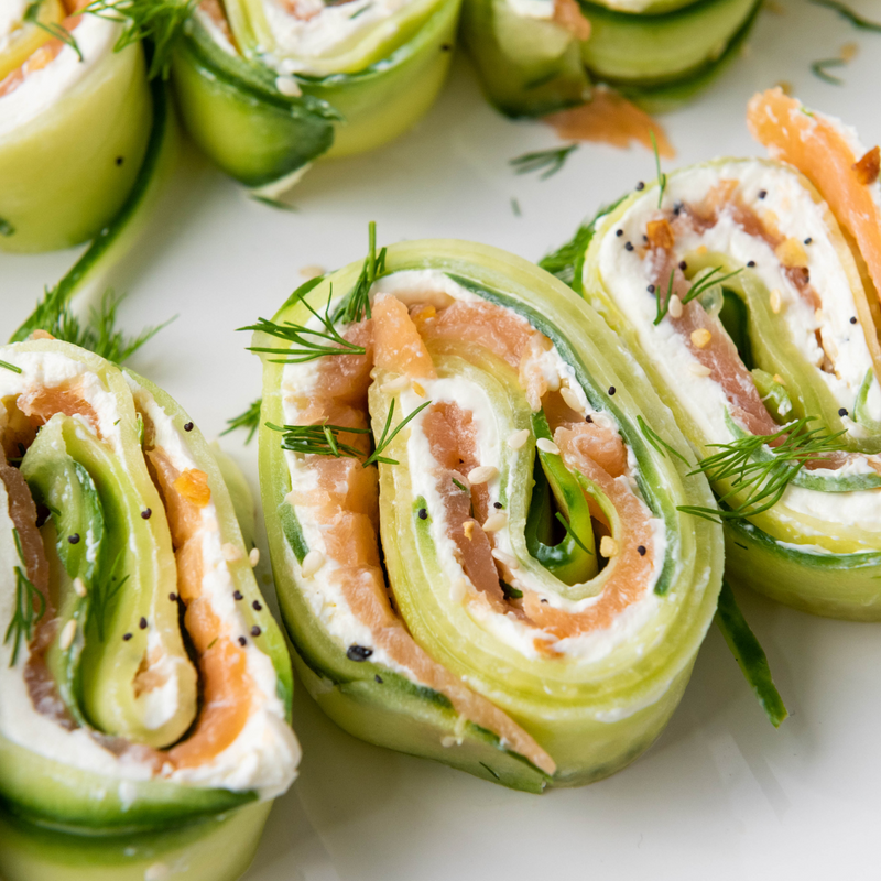 Everything Bagel Cucumber Salmon Rolls