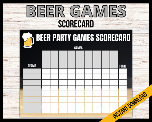 Beer Game Night Scorecard