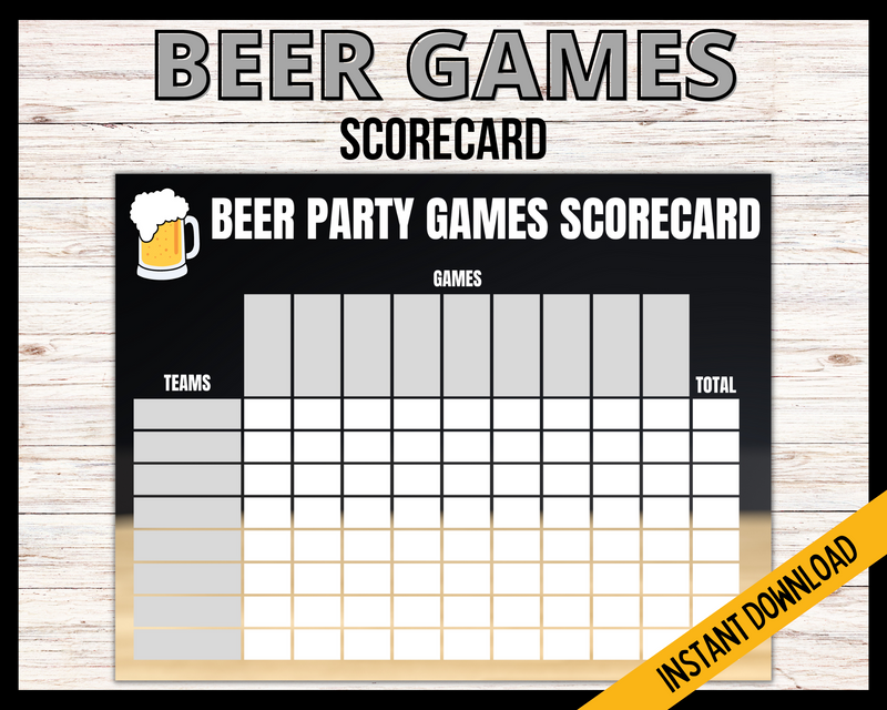Beer Game Night Scorecard