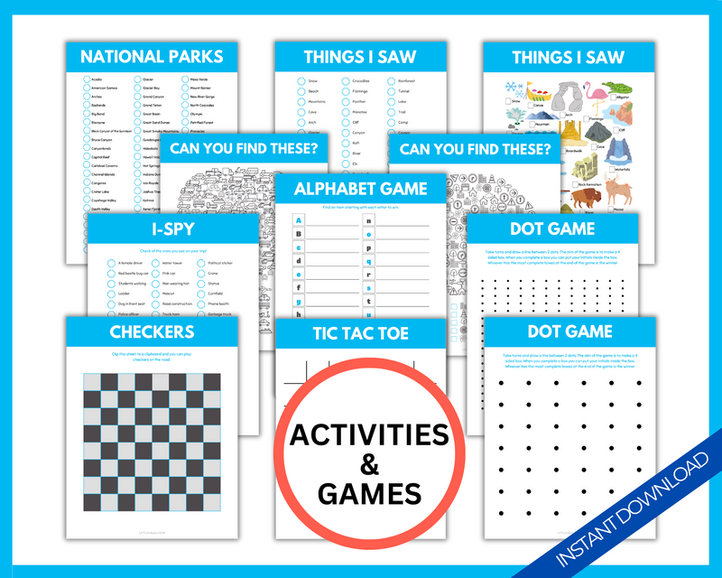 Road Trip Games and Activities printable