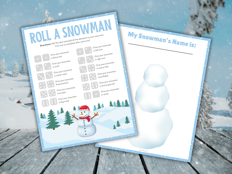 Roll a snowman printable game