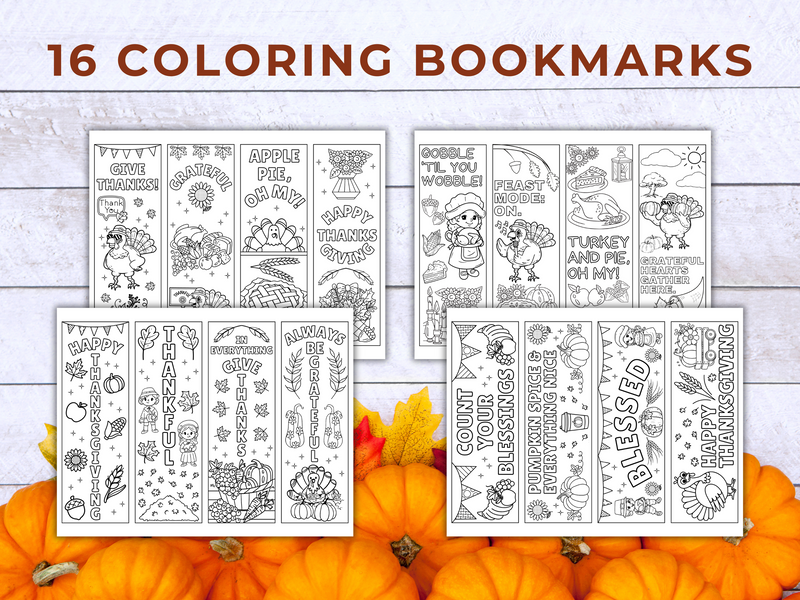 Thanksgiving Coloring Bookmarks