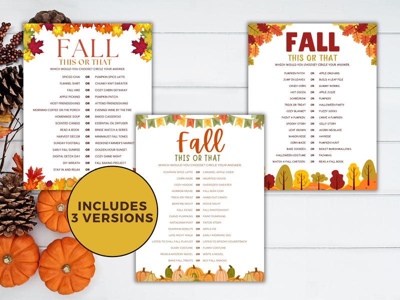 Fall This or That - Would You Rather Game