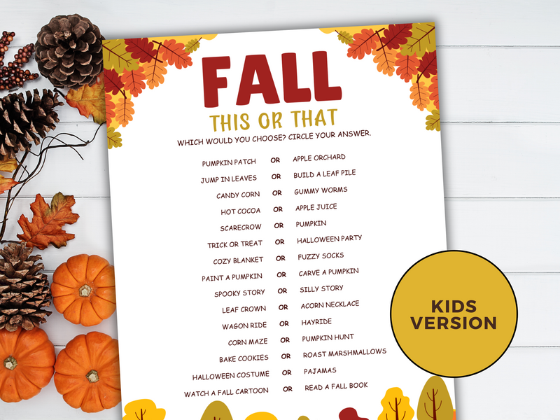 Fall This or That - Would You Rather Game