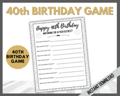 40th birthday party games printable