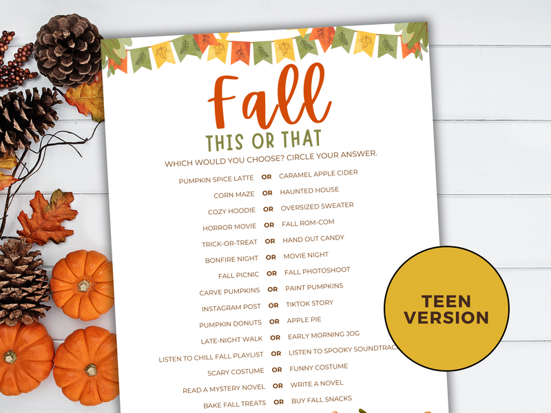 Fall This or That - Would You Rather Game