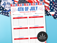 4th of July Potluck Sign-Up Sheet