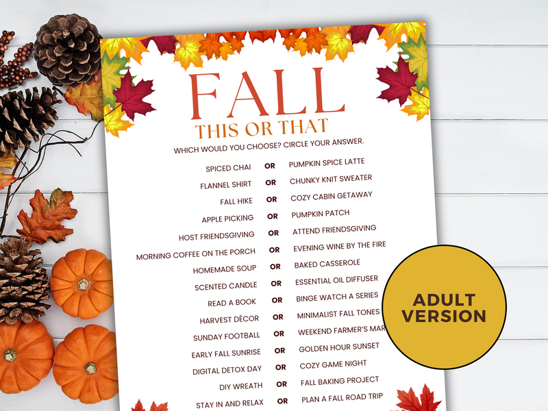 Fall This or That - Would You Rather Game
