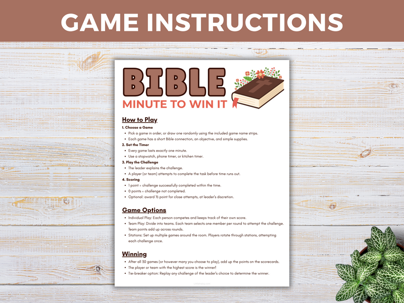 Bible Minute To Win It Game