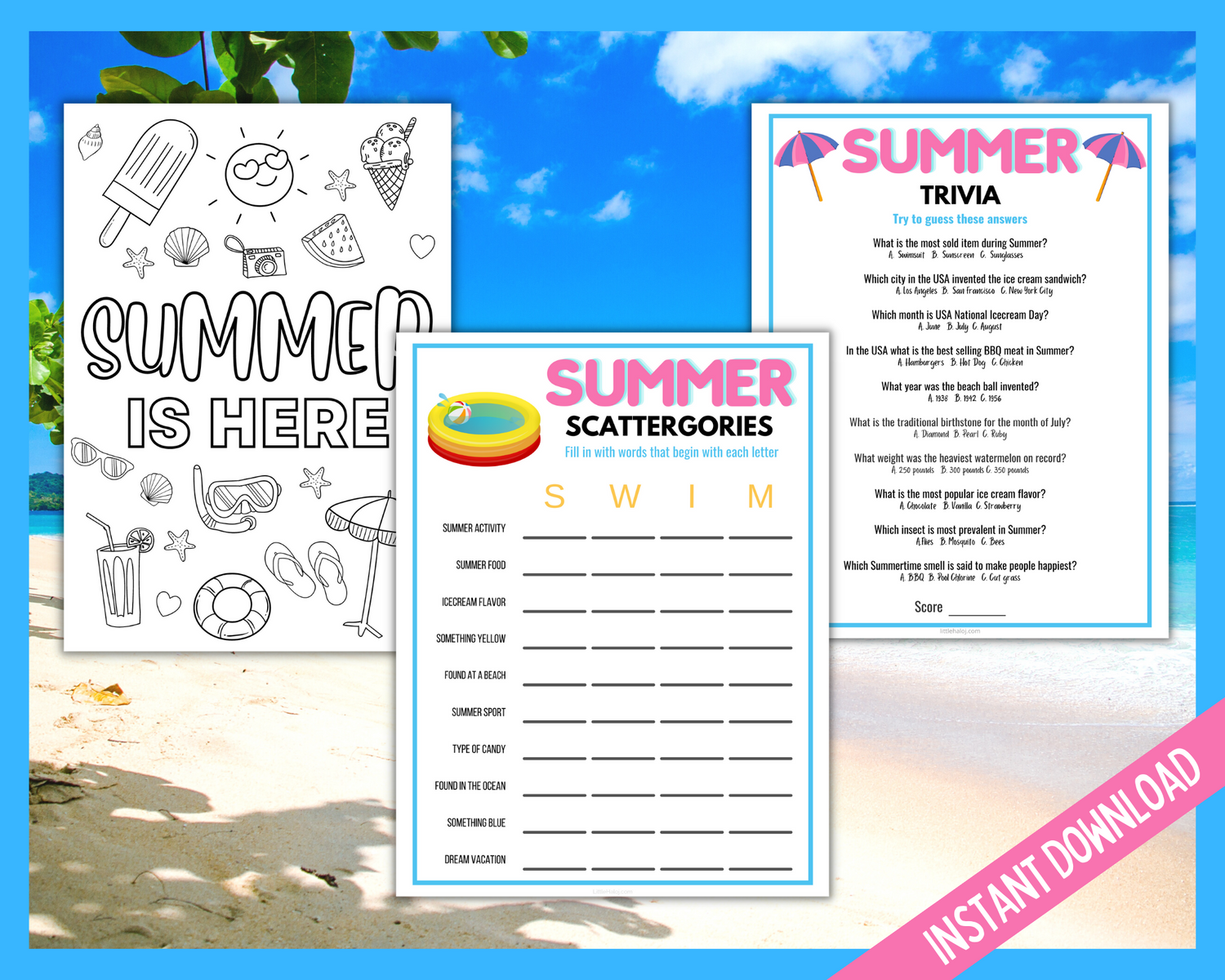 Summer Printable games bundle 15 games