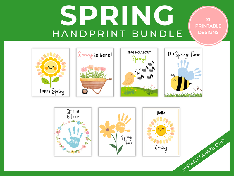 Spring Handprint Craft Bundle Printable