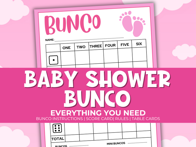 Baby Shower Bunco Pack - Pink Theme