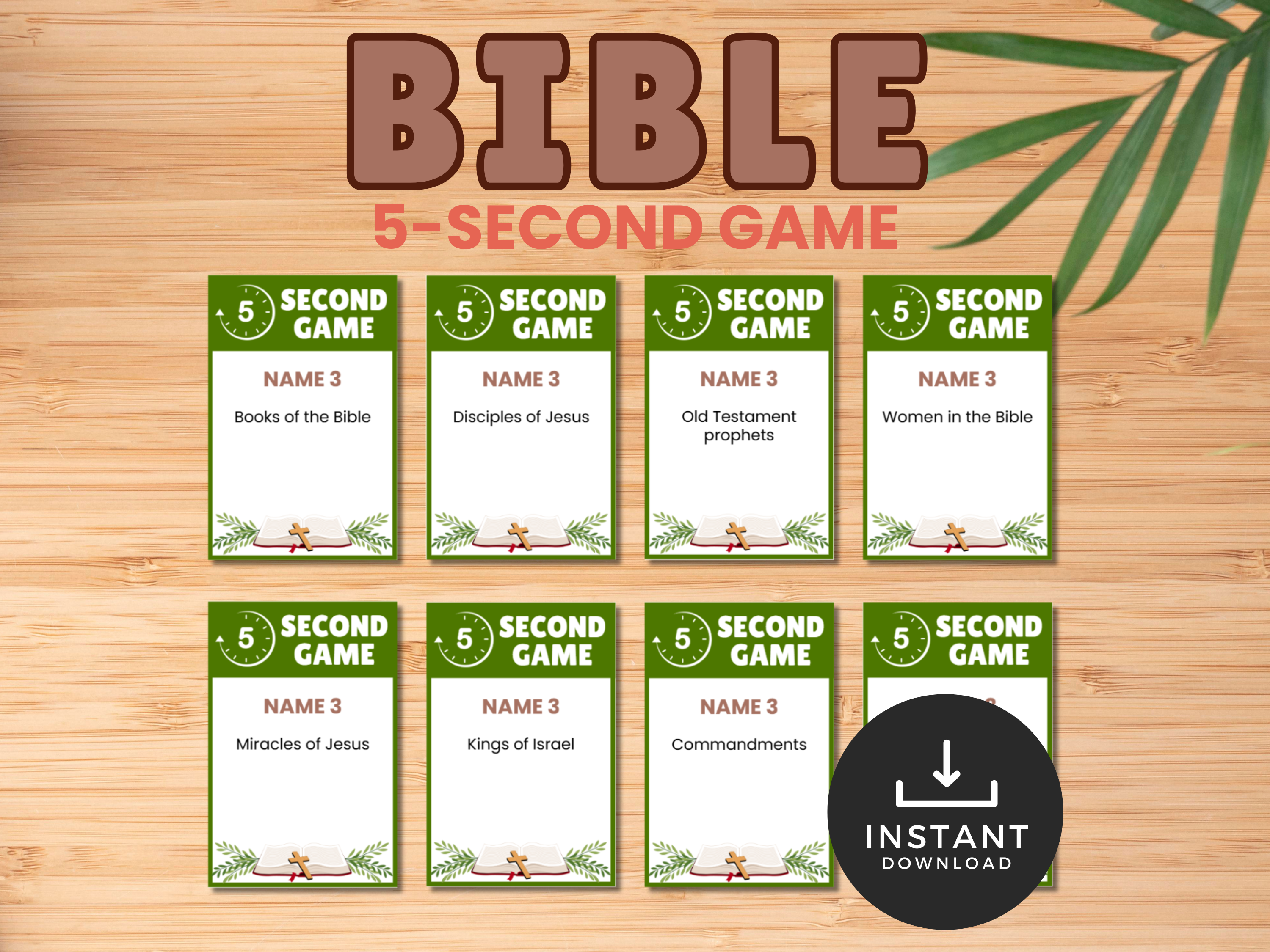 Printable Bible 5 Second Game for Sunday School, Youth Groups & Family ...