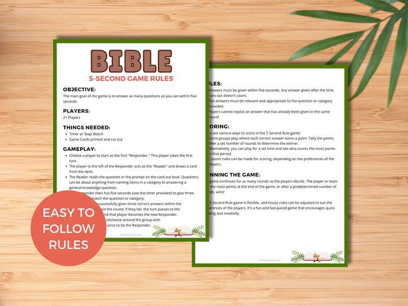 Bible 5 Second Game