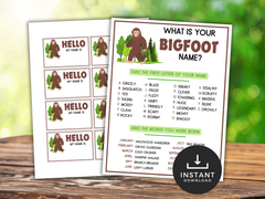 What's Your Bigfoot Name Game