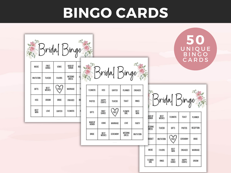 bridal shower bingo cards printable