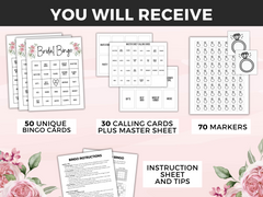 pink bridal shower bingo game