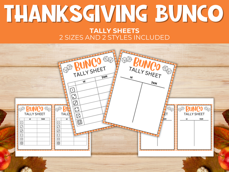 Printable thanksgiving bunco game