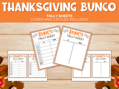 Printable thanksgiving bunco game