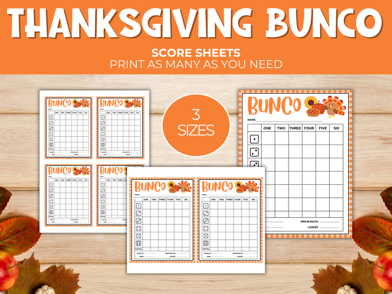 Printable thanksgiving bunco game