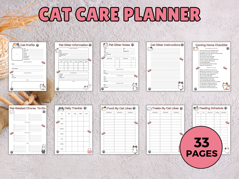 Printable Cat Care Planner