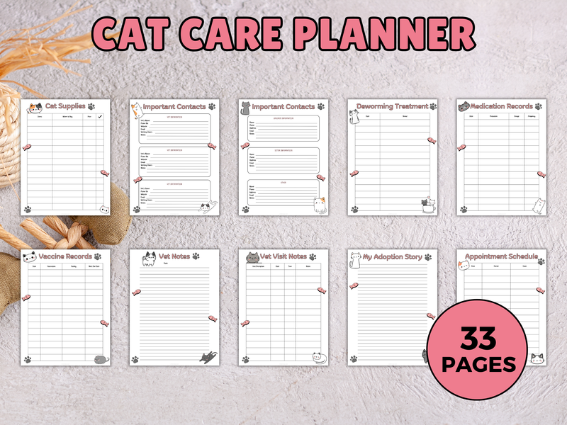 Printable Cat Care Planner