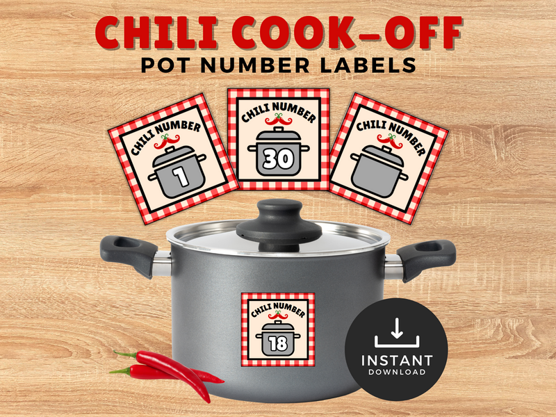 Chili Cook-Off Pot Number Labels