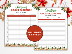 Christmas Cookie Exchange Sign-Up Sheet