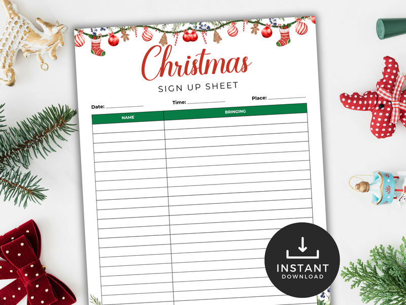 Christmas Sign-Up Sheet