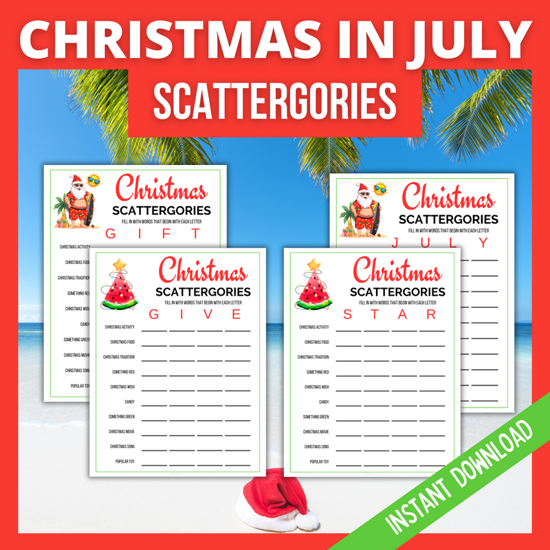 Christmas In July Scattergories Game