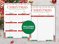 Christmas Potluck Sign-Up Sheet