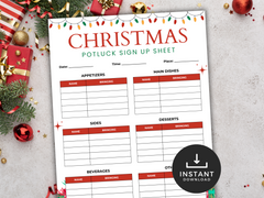 Christmas Potluck Sign-Up Sheet